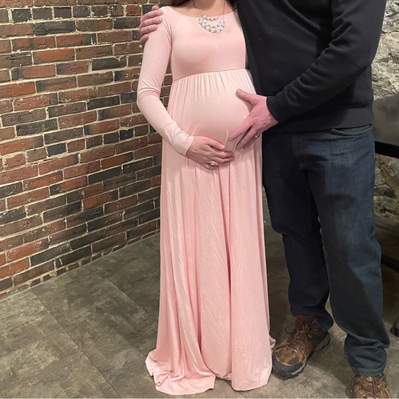 Pinkblush Off-Shoulder Pink Maternity Dress - Picture 2 of 4